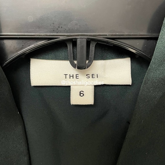 THE SEI Tie Front Silk Blouse Green Top - Picture 6 of 7